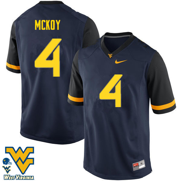 NCAA Men's Kennedy McKoy West Virginia Mountaineers Navy #4 Nike Stitched Football College Authentic Jersey AC23R14RV